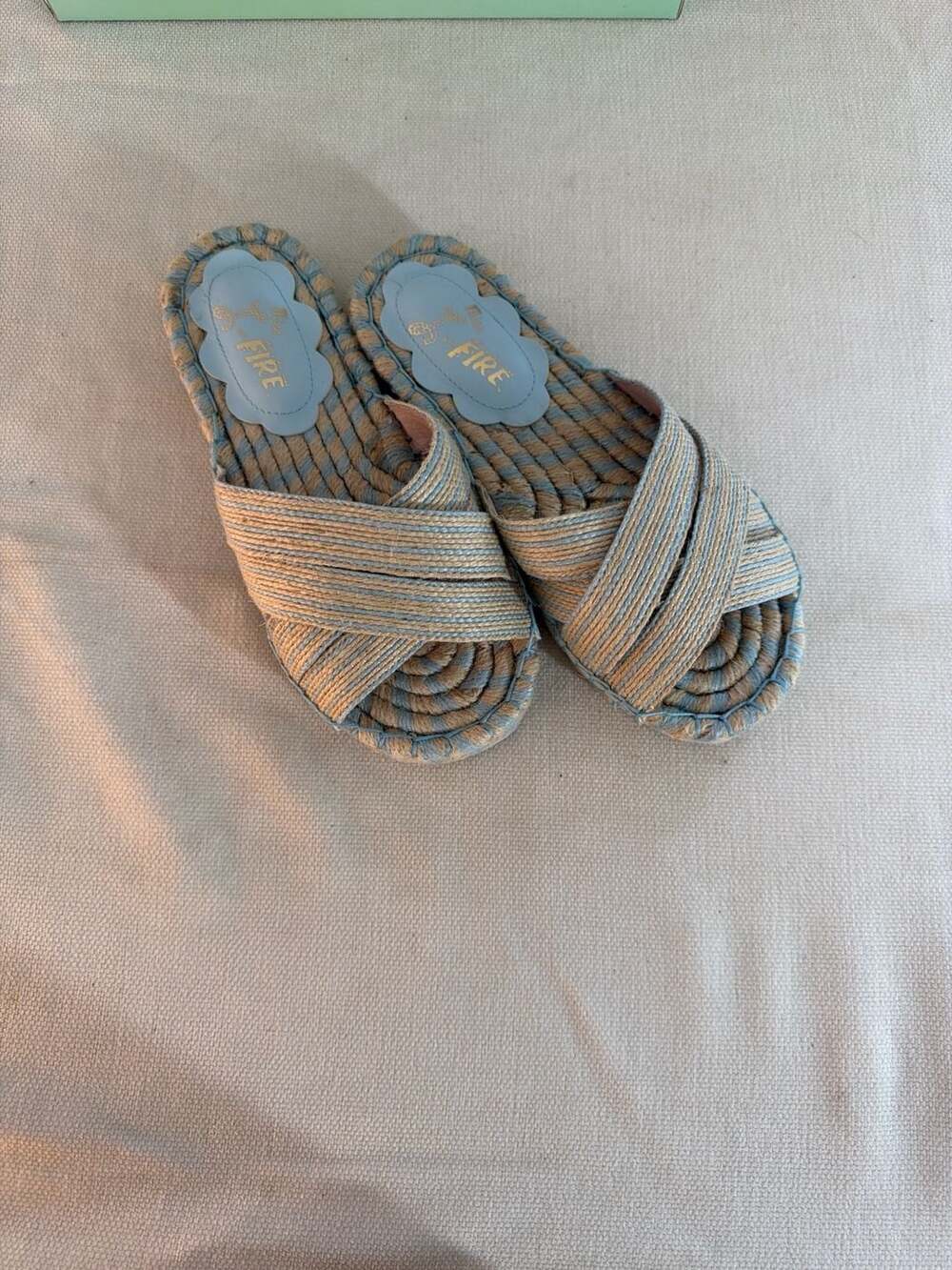 Miss L-FIRE Boheme Sky Blue Espadrille Slides Size 38
